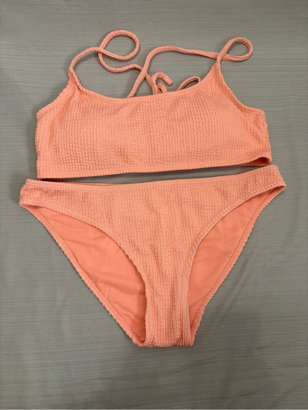 Peach Textured Two-Piece Bikini Set - Women